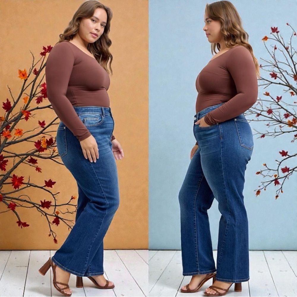Judy Blue Mid Rise Straight Jeans Side Seam Stretch Dark Wash Plus & Reg – NWT - Picture 4 of 14